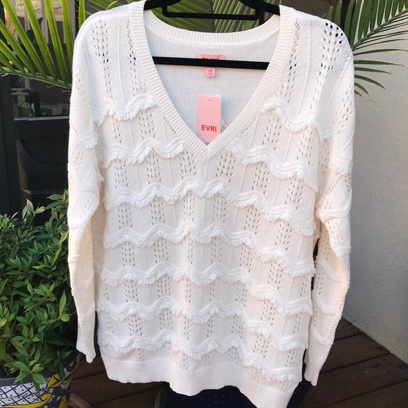 EVRI Sweaters - Fringe Lightweight Sweater - OX